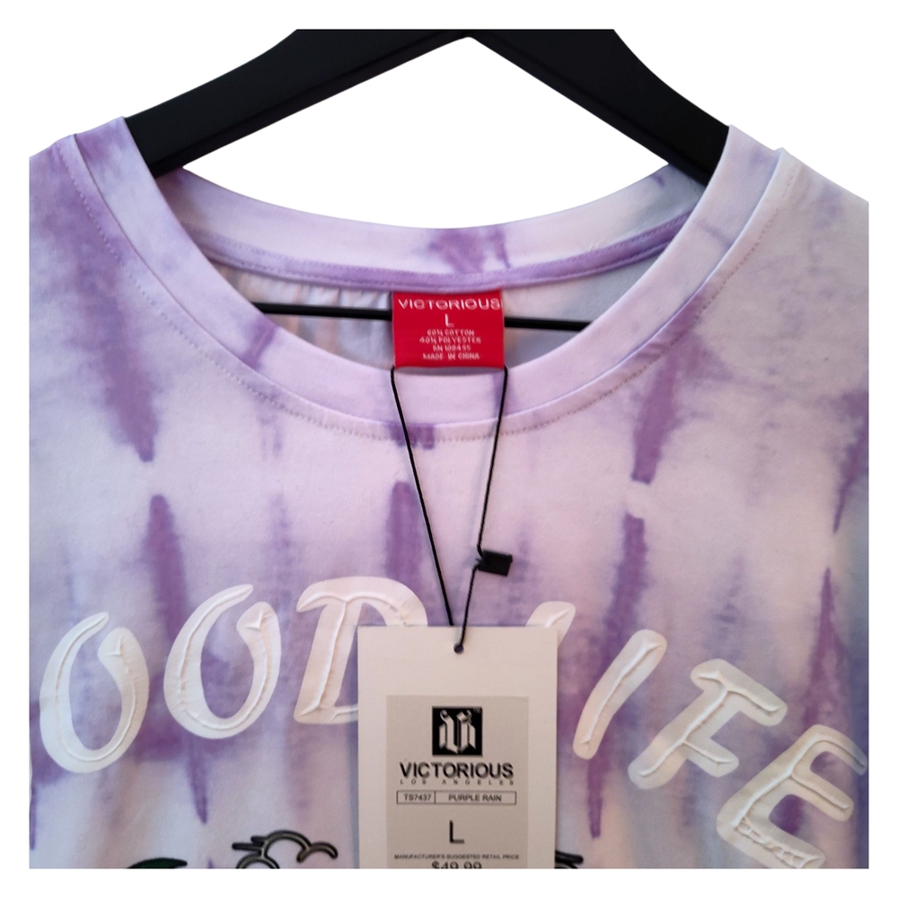 🆕️ Victorious Purple Tie-Dye Graphic Tee Mens Size Large - Picture 5 of 7